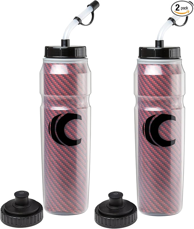 Cannon Sports 28oz Insulated Squeeze Water Bottle with Straw, Leak Proof Lids, 2 lids (Straw and Squeeze), Double Wall Insulation, Wide Mouth, BPA-Free (2 Pack) (Red)