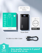 INIU Portable Charger, 22.5W 20000mAh USB C in & Out Power Bank Fast Charging, PD 3.0+QC 4.0 LED Display Phone Battery Pack Compatible with iPhone 16 15 14 13 Pro Samsung S23 Google iPad Tablet, etc