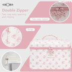 Makeup Bag,Quilted Cosmetic Bags,Large Floral Make Up Organize bag,Makeup Bag Set for Women,Flower Travel Toiletry Bag