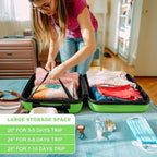 Kono 4 Piece Luggage Sets Expandable(only 28") Lightweight with Spinner Wheels TSA Lock Hardside Travel Rolling Suitcases 20in 24in 28in Carry on and 12in Mini Cosmetic Case Apple Green