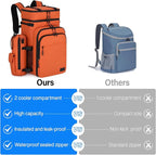 Backpack Cooler, 40 Cans Soft Leak Proof Picnic Backpack, Hanke Portable 2 Insulated Compartments Cooler Backpack Water Resistant for Lunch Beach Travel Camping Picnic Hiking (Orange)