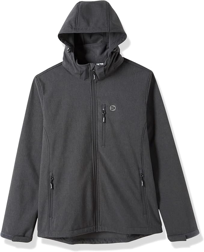 Outdoor Ventures Men's Lightweight Softshell Jacket Fleece Lined Hooded Water Resistant Winter Hiking Windbreaker Jackets