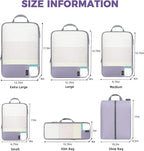 BAGAIL 6 Set/4 Set Lightweight Compression Packing Cubes for Travel, Anti-Tearing Expandable Organizer Bags for Suitcase