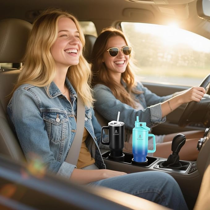 40 oz Tumbler with Handle and Straw or Convert to 40 oz Insulated Water Bottle Fits in Cup Holder. Stainless Steel Metal Water Flask with 2 Lids for Travel,Camping,Gym Sports Coffee Mug Thermal Cup