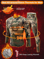 romision Thermal Underwear for Men Long Johns Fleece Lined Hunting Gear Bottom Top Set Base Layer for Cold Weather Gift
