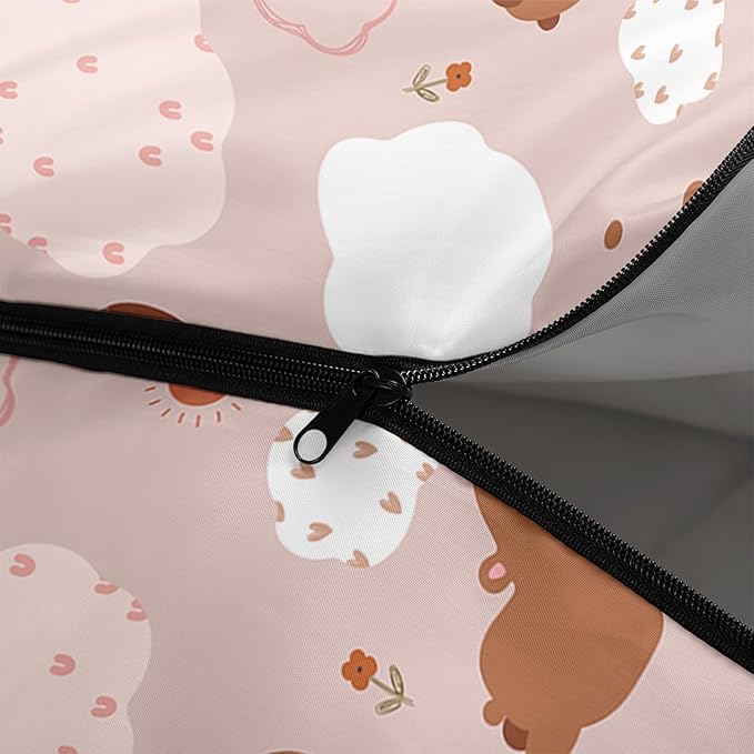 AILONEN Pink Lovely Rabbit Sleeping Bag for Girls Kids Adults,Warm and Cool Weather,Lightweight,Waterproof Backpacking,Cartoon Flowers Printed Bunny Sleeping Bag for Camping