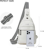 7L Sling Bag For Women Faux Leather Anti Theft Small Casual Daypack Backpack Fanny Pack Crossbody Chest Bags Purse Waterproof Beige