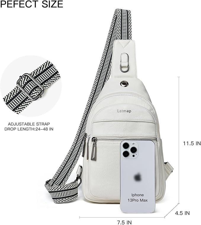 7L Sling Bag For Women Faux Leather Anti Theft Small Casual Daypack Backpack Fanny Pack Crossbody Chest Bags Purse Waterproof Beige