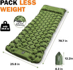 POWERLIX Camping Sleeping Pad with Built in Pillow, Ultralight Camping Mattress Airpad for Outdoor Backpacking Hiking Travelling, Compact Self Inflating Camping Mat, Foot Pump to Inflate