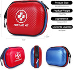 Small First Aid Kit - 185 Pieces Waterproof Emergency Kit for Home, Car, Office, Travel, Camping, Hiking & Outdoor - Portable Hard Case Survival Kit with Premium Supplies(Blue/Red)