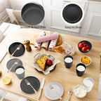 12pcs Unbreakable Camping Dinner Set, 4 Person Set, Reusable, Microwave & Dishwasher Safe, Modern Durability, White, Gray, Dark Gray, Black