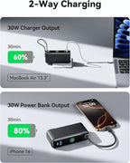 INIU 3-in-1 Portable Charger, Small 10000mah 30W Fast Charging Power Bank with Built-in USB C Cable and Foldable AC Plug, Flight Family Travel Essentials for College Students Teen Boys Girls, Green