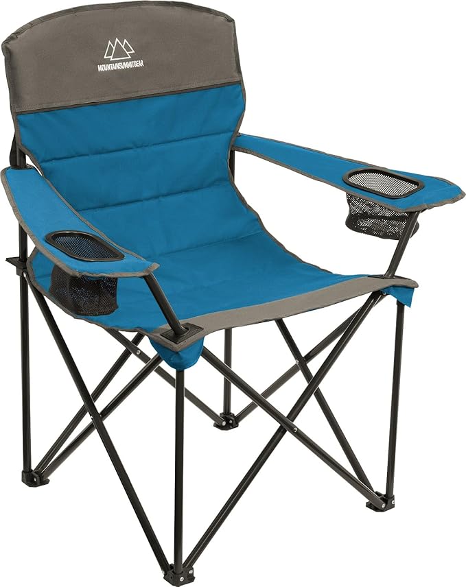 Quilted Standard Camping Chair with Padded Seat and Back for Camping/Hiking/Backpacking Made by Caddis Sports (Standard Chair (Blue))