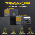VTOMAN Jump 600X Portable Power Station with 110W Solar Panel, 600W/299Wh LiFePO4 Battery Solar Generator with 600W Constant-Power, PD 60W Type-C, Capacity Expandable 939Wh for Camping, Home Backup