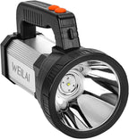 Superbright Handheld LED Spotlight Flashlight Powerful Searchlight USB Rechargeable Lantern Waterproof Tactical Torch Portable 6 Light Modes Side Floodlight (White Light)