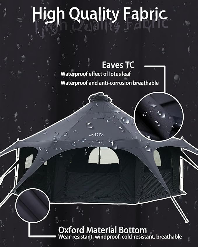 Cotton Canvas Tent Bell - Yurts Breathable and Windproof,Glamping for 6/8/10Person Family Camping