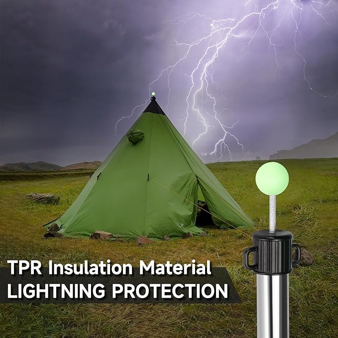 SANLIKE Tarp Pole Tip Cover 10PCS Luminous Tip Cap Ball for Camping Tent Poles, TPR Insulation Material, Lightning Protection & Night Light