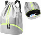 Hoedia Sports Drawstring Backpack - String Swim Gym Bag with Shoes Compartment and Wet Proof Pocket for Women and Men