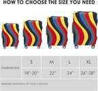 Adorila Travel Luggage Cover Suitcase Protector - Elastic Washable Protective Cover for Suitcase, Colorful Wave Pattern, Size M