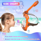 Full Face Snorkel Mask for Kids 4-16, 180 Degree Panoramic View Snorkeling Set Anti-Fog Anti-Leak, Foldable Dry Top Snorkeling Gear for Kids