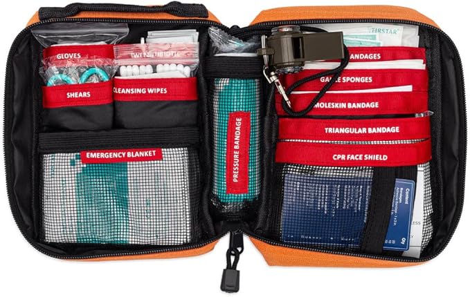 Adventure 5.0 First Aid Kit, Water Repellant Shell – First Aid Kit for Camping, Hiking, Outdoor Sports, Adventure, Travel, Biking – 130 Piece Adventure Essentials Kit