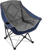 Folding Camping Chair,Oversized Portable Camping Chair with Cup Holder,Heavy Duty Padded Lawn Chair for Camping, Tailgates, Beach, and Sports