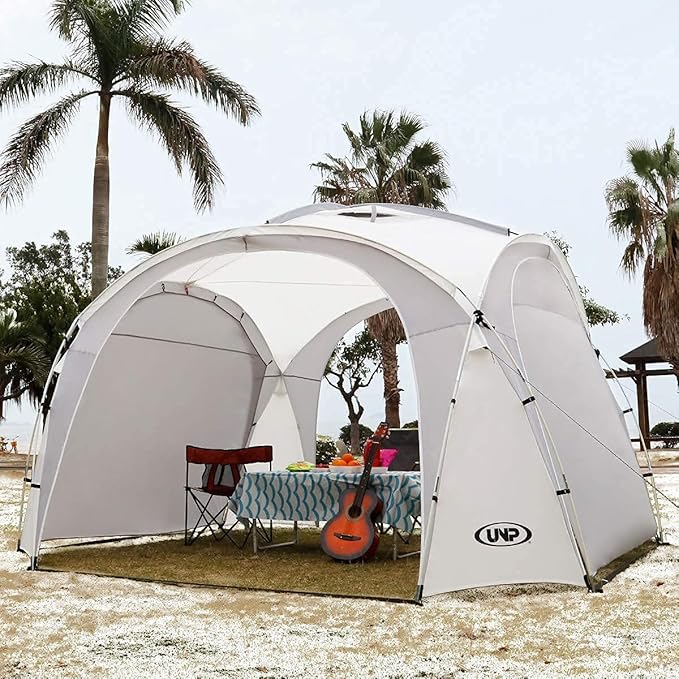 UNP Easy Beach Tent Pop Up Canopy UPF50+ Tent with Side Wall, Ground Pegs, and Stability Poles, Sun Shelter Rainproof, Waterproof for Camping Trips, Backyard Fun, Party Or Picnics