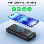 Wireless Portable Charger 40800mAh with 3 Built-in Cables,7-in-1 15W Wireless Charging Power Bank,25W PD QC 4.0 Fast Charging USB C LCD Display Battery Pack for iPhone 16/15/13/12,Samsung,Android etc