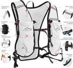 Running Vest for Women Men, Adjustable Chest Straps Running Hydration Vest with 500ml Soft Flask, Lightweight Breathable Reflective Hydration Backpack for Hiking