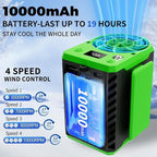 Portable Waist Fan 10000mAh Personal Shirt Fans Rechargeable Up to 19H Runtime, Wearable Clip on Belt Fan for Outdoor, Jobsite, Farms - 4 Speeds MAX 10000RPM