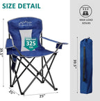 2PCS Mesh Folding Camping Chairs, Oversized Portable Outdoor Chairs, Weight Capacity 325 lbs with Cup Holder, Storage Pocket, Carry Bag Blue
