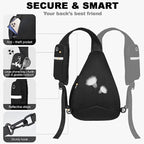 Seektop Crossbody Bag Anti-Theft RFID Blocking Waterproof 400D Nylon Lightweight Small Sling Backpack Shoulder Bags Chest Pack for Travel Hiking Outdoor Commuting Men Women Black
