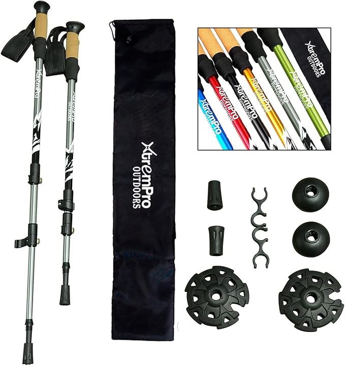 2 Pcs Trekking Poles,Aluminum Lightweight Collapsible Hiking Poles for Women,Walking Sticks for Hiking Carbon Fiber