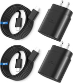 Super Fast Charger Type C, 25W USB C Wall Charger Fast Charging for Samsung Galaxy S26 Ultra/S26/S26+/S25 Ultra/S25/24 Ultra/S24/S23 Ultra/S22 Ultra with 8FT Long Android Type C Charger Cable 2Pack