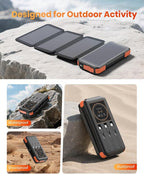 Solar-Charger-Power-Bank-49800mAh, 20W Fast Charging Portable Charger with Built-in 3 Cables & 4 Solar Panels, USB C Solar Battery Bank with LED Flashlights for Smartphones, Tablets