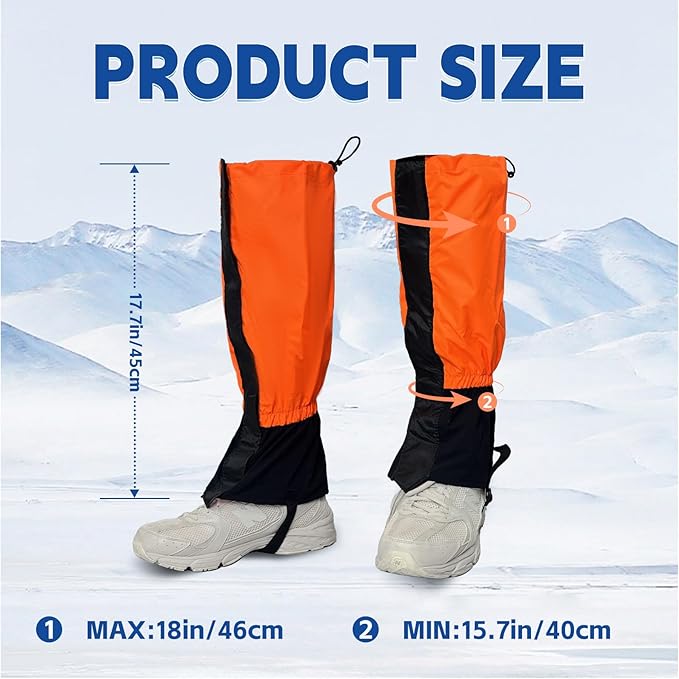 1 Pairs Gators for Hiking Boots,Adjustable Leg Gaiters for Women and Men Boots, Waterproof and Breathable Trail Gaiters for Hiking, Snow and Garden Weeding