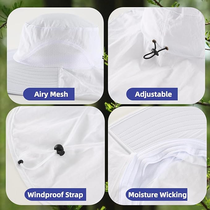 Home Prefer Outdoor UPF50+ Sun Hat Wide Brim Mesh Fishing Hat with Neck Flap