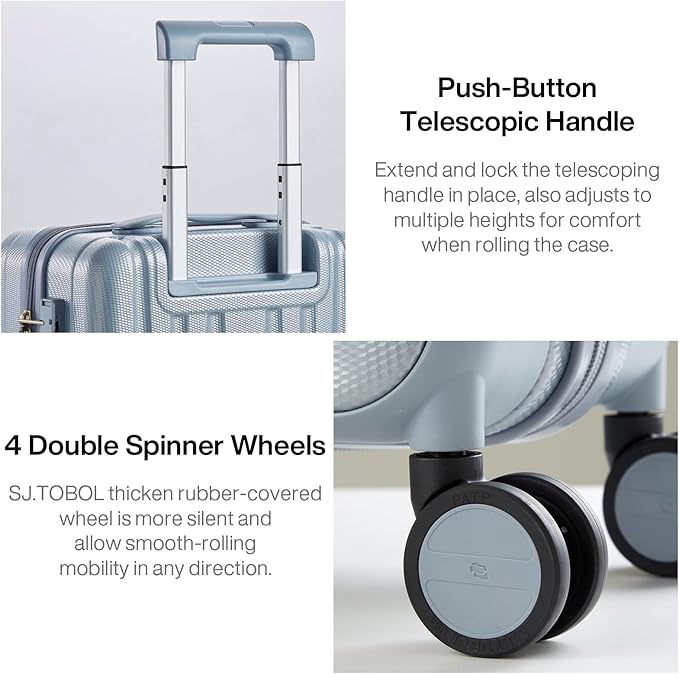 Hanke 14 Inch Underseat Carry On Luggage with Wheels Hard Shell Suitcases Carry On Bag Lightweight Small Mini Suitcase Travel Luggage for Travel（Gray）