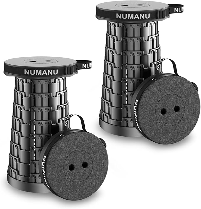 2-Pack 2025 Upgraded Collapsible Stool, Max 620lb Portable Folding Stool, Height Adjustable Retractable Telescopic Seat, Travel Chair, Foldable Camping Seat or Footrest Gift for Outdoors