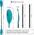 Kayak Paddle 4 Pieces Aluminum Shaft and PP Blade Floating 86.6in/220cm, 90.5inch/230cm Lightweight Oars