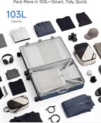 Luggage Sets with Spinner Wheels, 8010S Aluminum Frame Zipperless Polycarbonate Hard Shell Suitcase Sets (ZX-Core, Blue, 2 Piece (20/28))