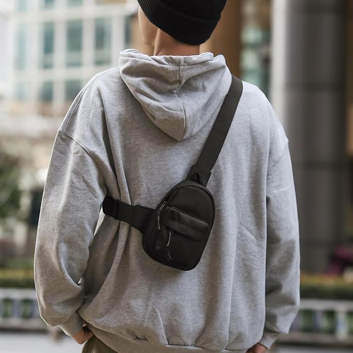 Peicees Small Crossbody Bag Purse For Men Womens Mini Sling Bag Chest Backpack Phone Holder Water-Resistant