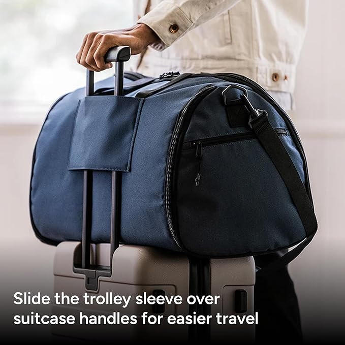 Halfday Convertible 2-in-1 Garment Duffel Weekender Bag 45L: Wrinkle-Free Travel (Hanging Suit Compartment, Shoe Pockets, Trolley Sleeve), Durable & Water-Resistant Carry-on, Hunter