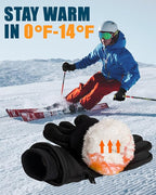 RIGWARL Winter Gloves Men and Women Medium-Thick, Gloves for Cold Weather with Thermal Plush, Touchscreen Running Glove Adjustable Zippered Wrist for Walking The Dog Hiking Camping Cycling Work