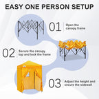 EAGLE PEAK Flex Ultra Compact 5x5 Pop-up Canopy, Sun Shelter, Changing Room, Portable Privacy Tent for Pool, Fashion Photoshoots, or Camping, Yellow Orange