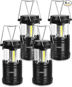 LED Camping Lantern, Battery Operated Lights, Adjustable Brightness for Camping, Power Outages, Emergencies, Outdoor Collapsible Lanterns, 4 Pack