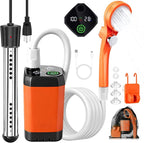 Portable Camping Shower with Heater, 6000mAh Rechargeable Portable Shower with 2000W Immersion Heater, LED Display, Heated Camping Shower for Travel, Hiking, Car, Pet