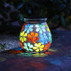 Afirst Mosaic Solar Lanterns Outdoor - Glass Hanging Solar Lights Hollow Out Waterproof Table Lamp Outdoor Decorative for Garden, Patio, Holiday Party Outdoor Decoration