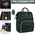 LOVEVOOK Laptop Backpack for Women,15.6 Inch Professional Womens Travel Backpack Purse Computer Laptop Bag Nurse Teacher Backpack,Waterproof Work Bags Carry on Back Pack with USB Port,Dark Green