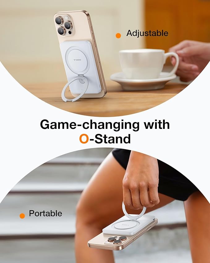 TORRAS EasyGo 0.45" Slim Magnetic Portable Charger Power Bank for iPhone, 5000mAh 22.5W PD Fast Charging Wireless Battery Pack Compatible with Magsafe, iPhone Air,Pro,Pro Max,17,16,15,14,13,12, White